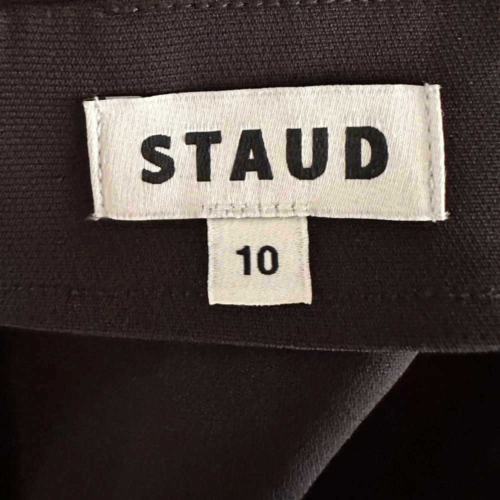 Staud Effie Drape Mock Neck Asymmetric Maxi Sheer Panel Black Stardust - Picture 10 of 14